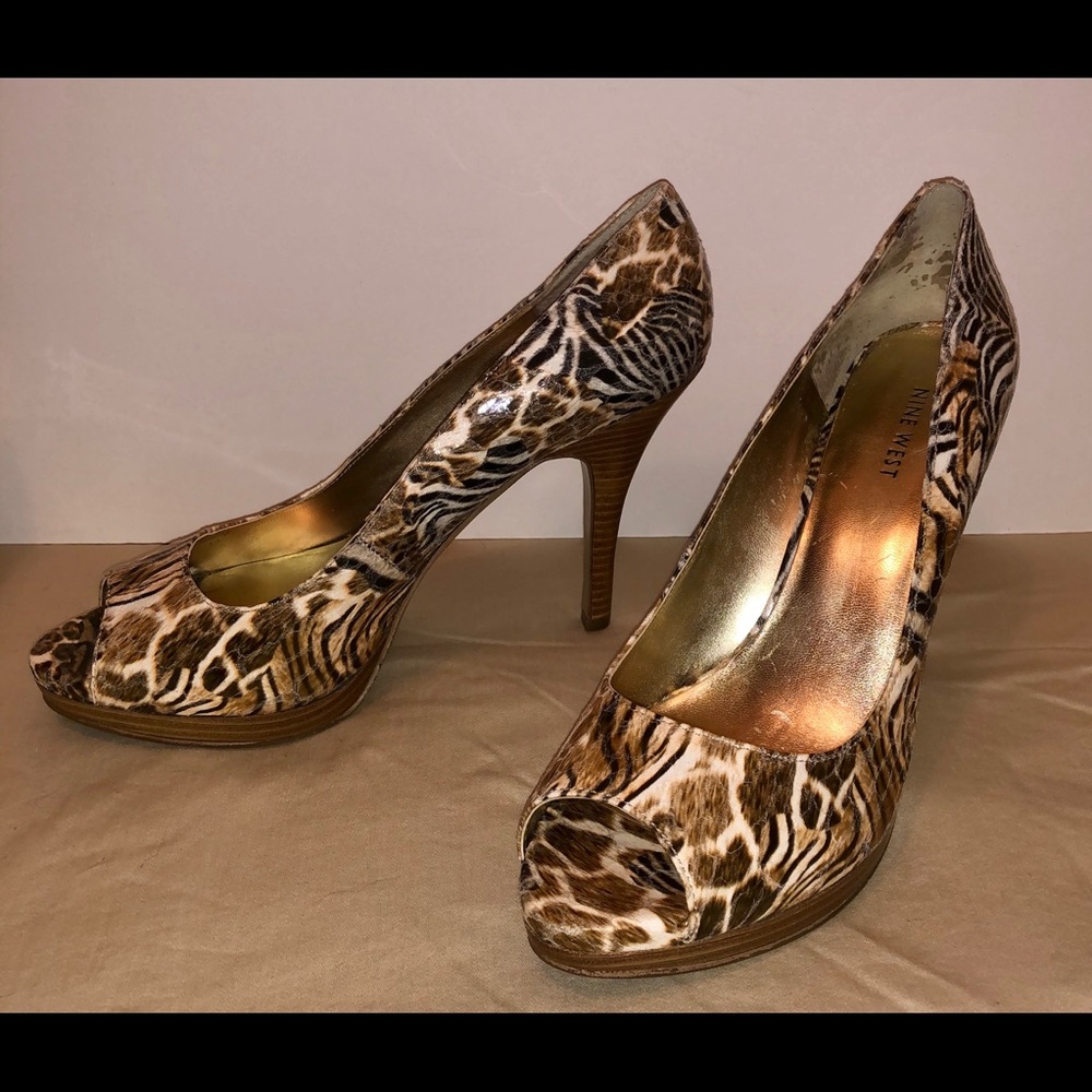 Nine West Nwzuki Zuki Natural Peep Toe Heels